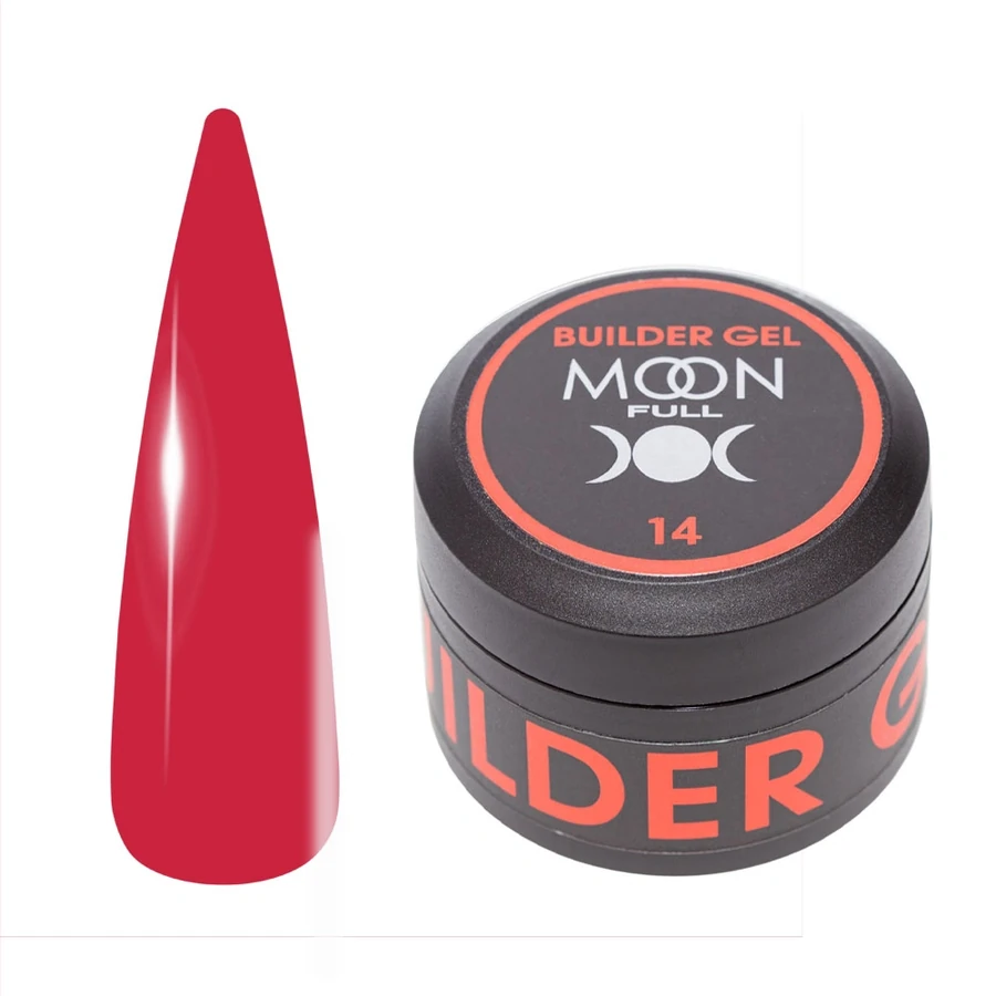 Універсальний гель для нарощування та моделювання MOON FULL Builder Gel №14 коралово-червоний 30 мл