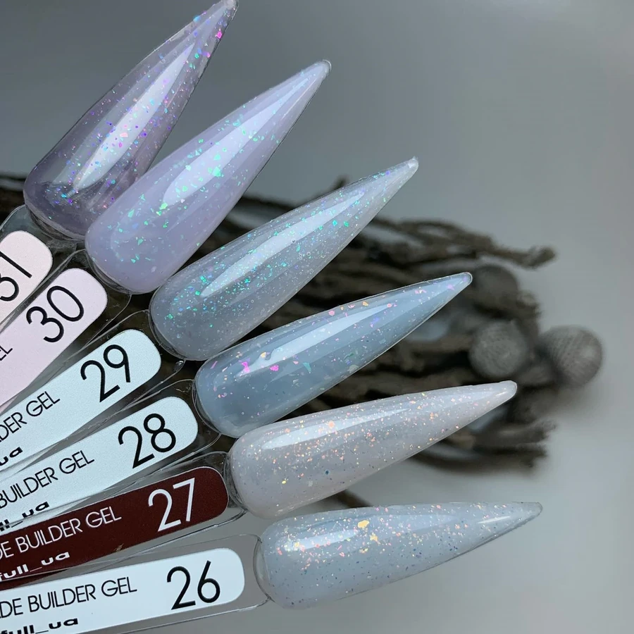 Гель для нарощування та моделювання нігтів MOON FULL Brocade Builder Gel №29 молочний, з поталлю 30 мл
