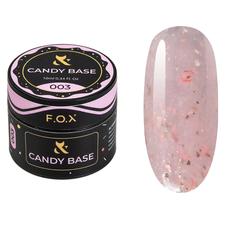 Тонуюче базове покриття FOX Base Candy 003 рожевий акцент, з блискітками та поталлю 10 мл