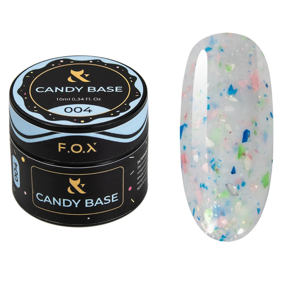 Тонуюче базове покриття FOX Base Candy 004 блакитний акцент, з блискітками та поталлю 10 мл