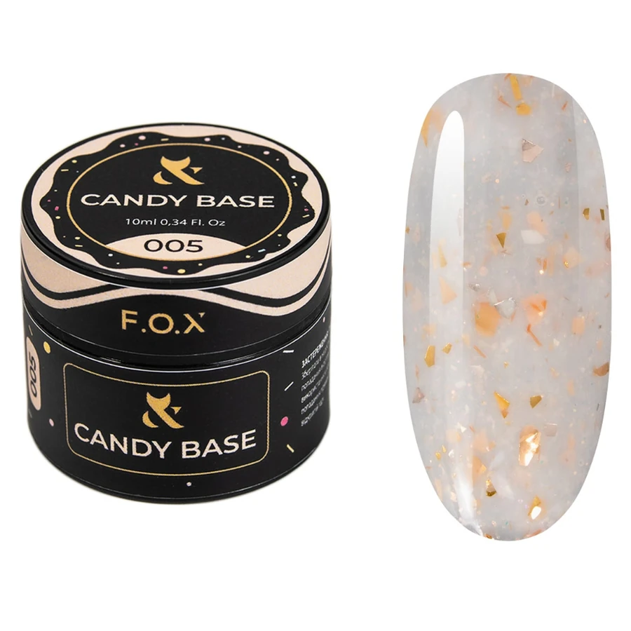 Тонуюче базове покриття FOX Base Candy 005 золотистий акцент, з блискітками та поталлю 10 мл