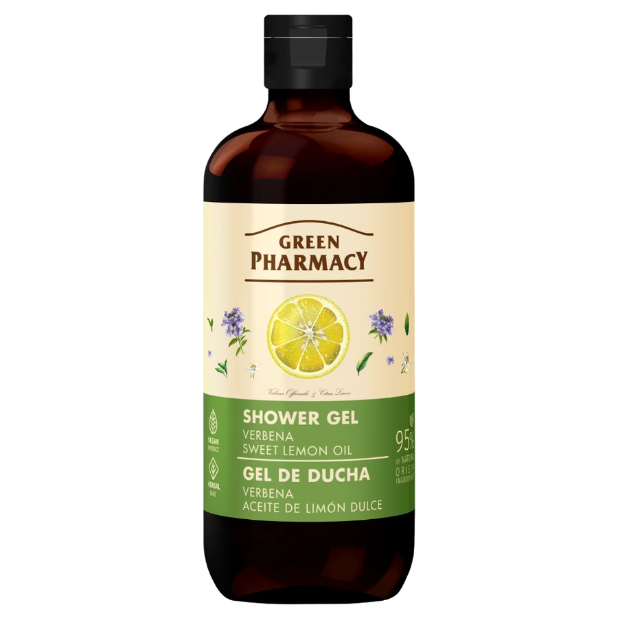 Гель для душу "Вербена та олія солодкого лимону" Green Pharmacy Shower Gel Verbena & Sweet Lemon Oil 500 мл