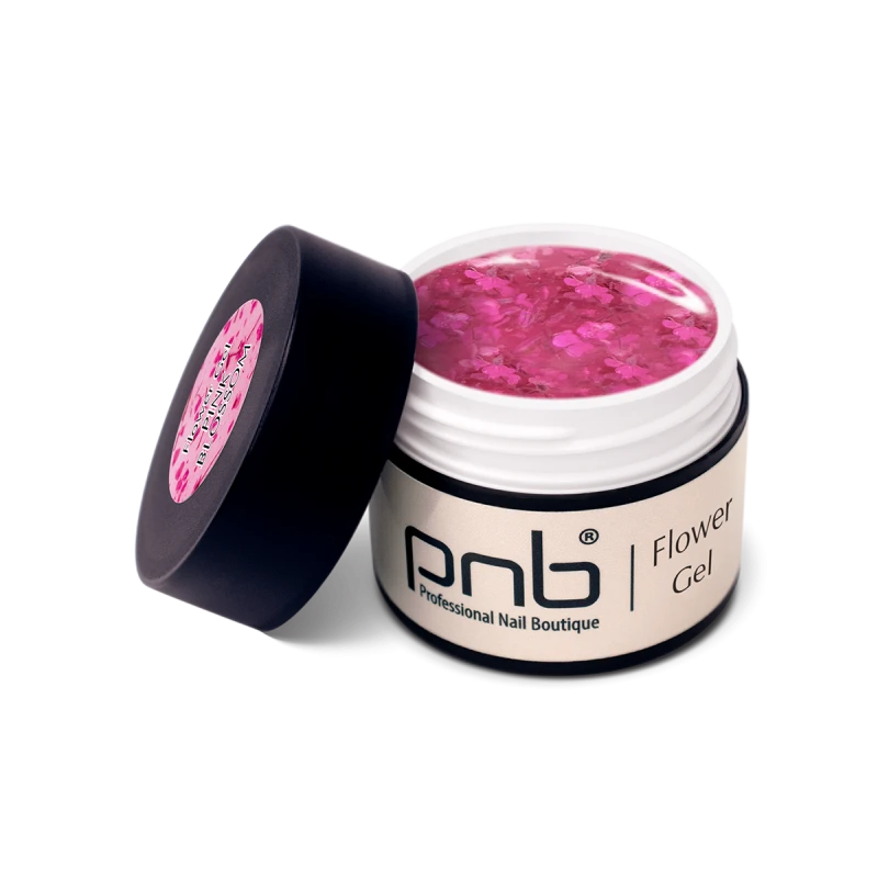 Моделюючий гель з сухоцвітами PNB Flower Gel Pink Blossom рожевий, напівпрозорий 5 мл