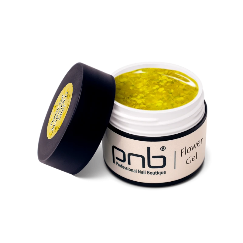 Моделюючий гель з сухоцвітами PNB Flower Gel Marigold Mist жовтий, напівпрозорий 5 мл