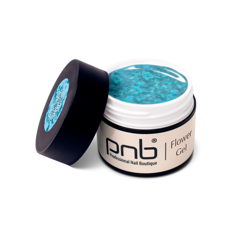 Моделюючий гель з сухоцвітами PNB Flower Gel Lagurus Aura блакитний, напівпрозорий 5 мл