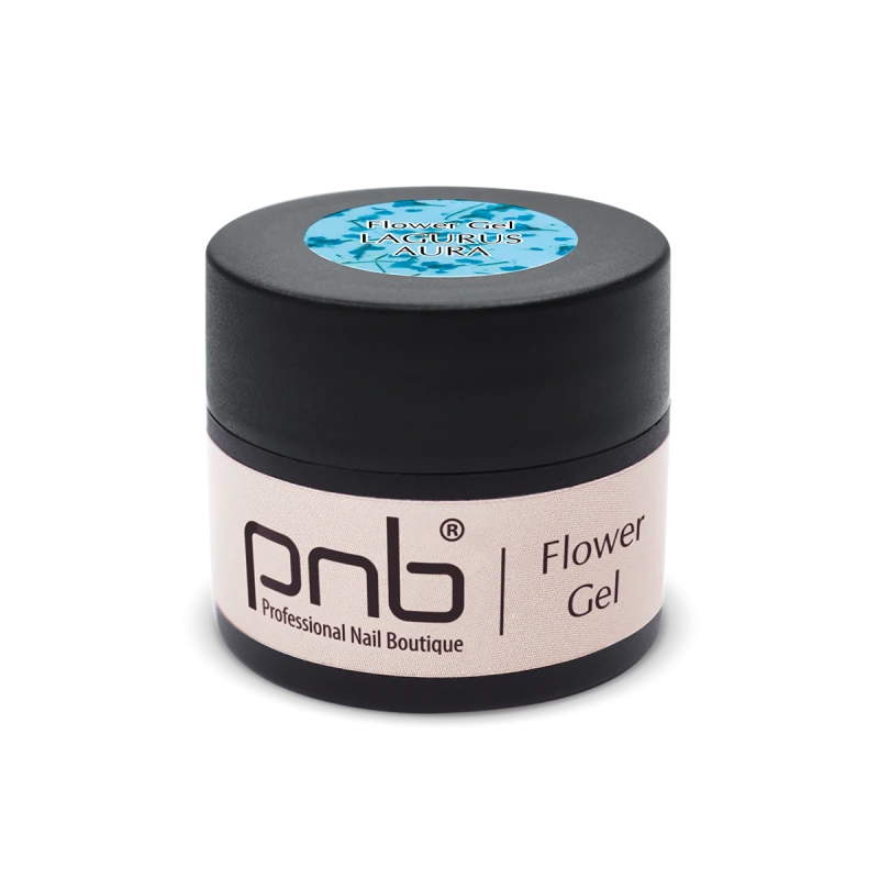 Моделюючий гель з сухоцвітами PNB Flower Gel Lagurus Aura блакитний, напівпрозорий 5 мл
