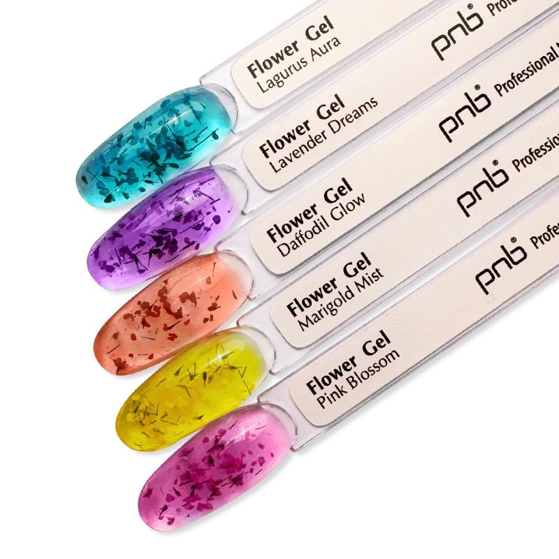 Моделюючий гель з сухоцвітами PNB Flower Gel Lagurus Aura блакитний, напівпрозорий 5 мл