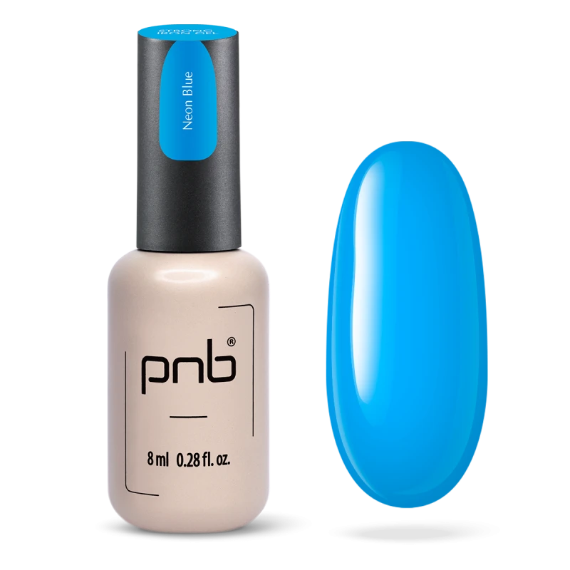 Конструюючий гель екстра-стійкий PNB Strong Iron Gel Neon Blue блакитний, неоновий 8 мл