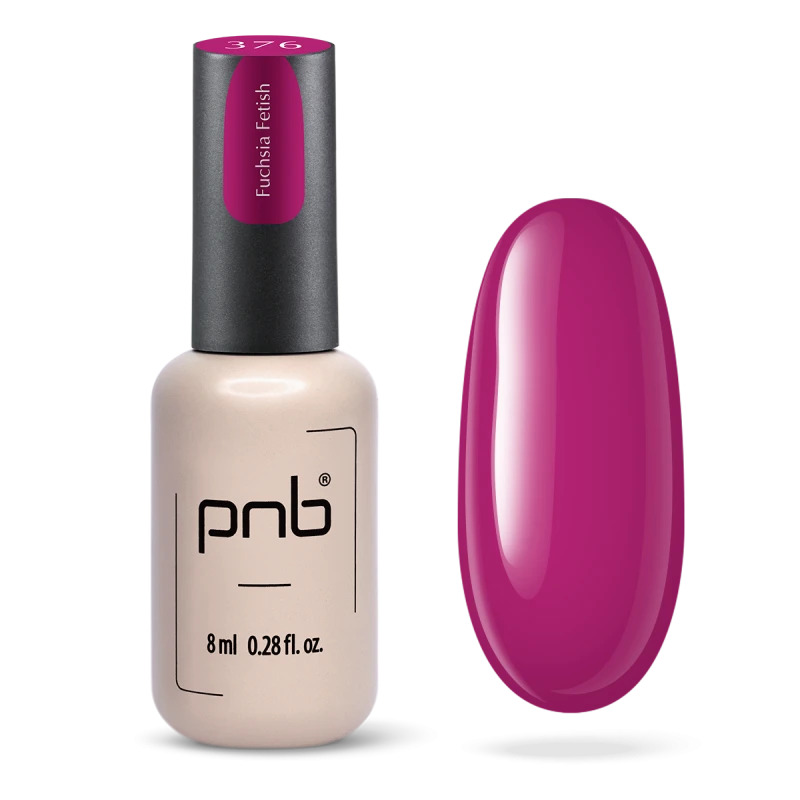 Гель-лак PNB №376 Fuchsia Fetish фуксія з фіолетовим відтінком, емаль 8 мл