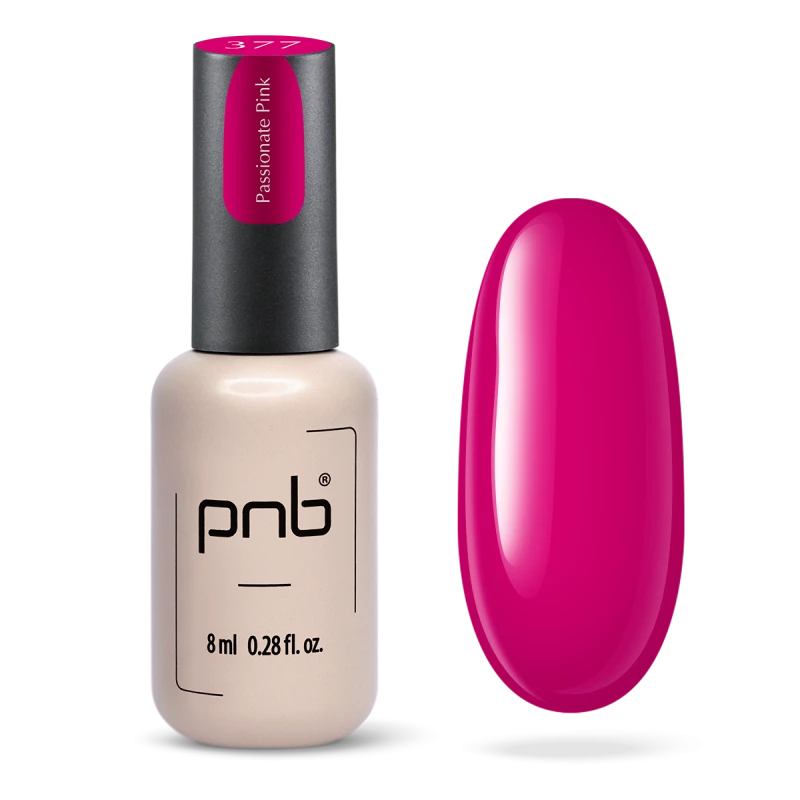 Гель-лак PNB №377 Passionate Pink насичений рожевий, емаль 8 мл