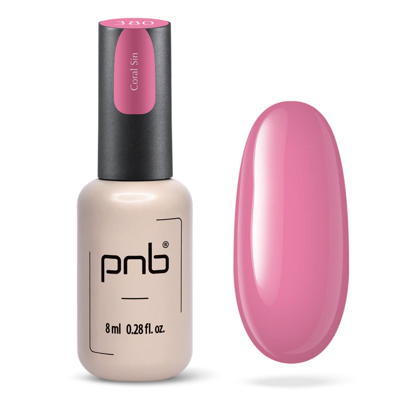 Гель-лак PNB №380 Coral Sin лососевий, емаль 8 мл