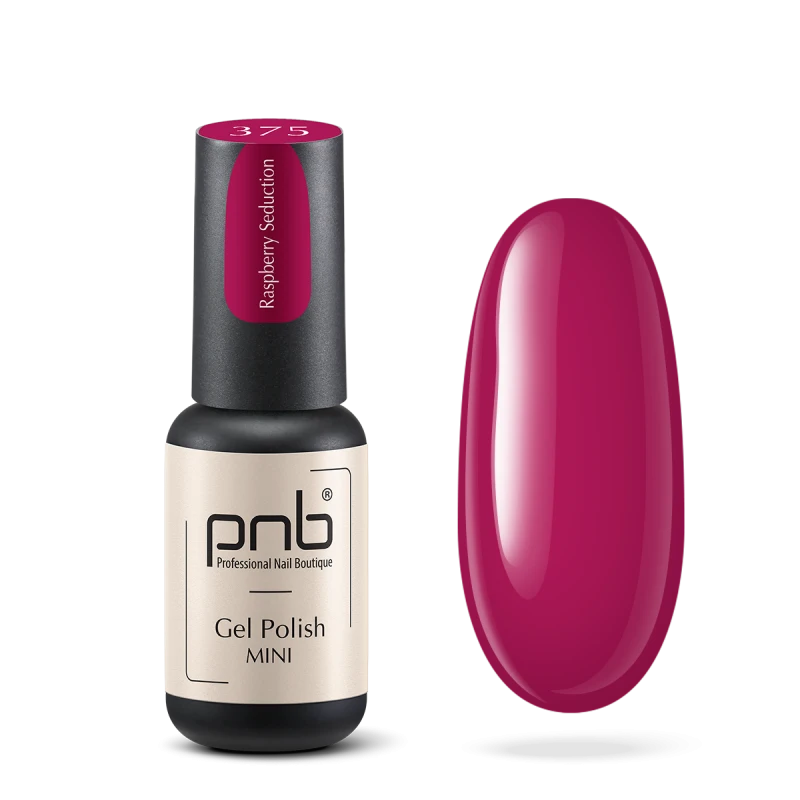 Гель-лак PNB Mini №375 Raspberry Seduction малиново-рожевий, емаль 4 мл