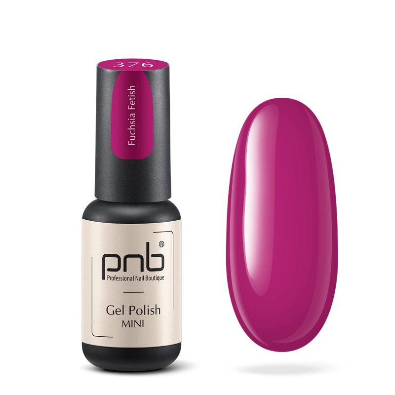 Гель-лак PNB Mini №376 Fuchsia Fetish фуксія з фіолетовим відтінком, емаль 4 мл