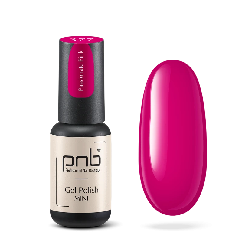 Гель-лак PNB Mini №377 Passionate Pink насичений рожевий, емаль 4 мл
