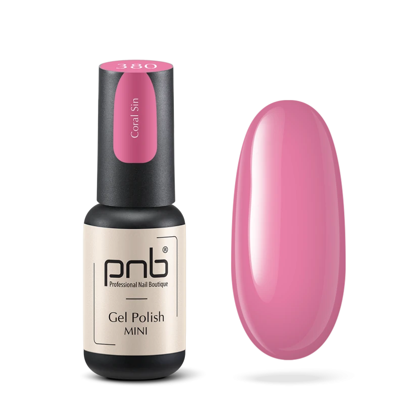 Гель-лак PNB Mini №380 Coral Sin лососевий, емаль 4 мл