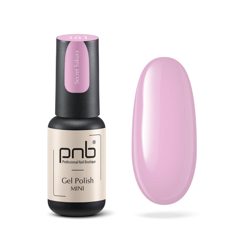 Гель-лак PNB Mini №381 Secret Sakura лілово-рожевий, емаль 4 мл