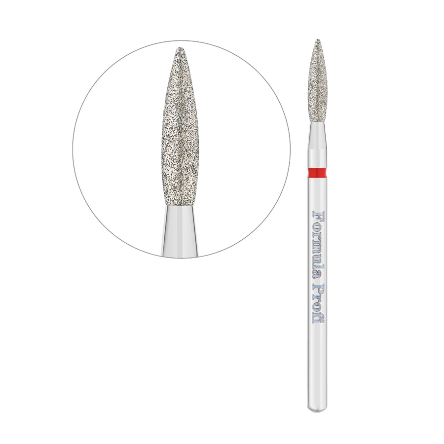 Фреза алмазна полум`я гостре Formula Profi Diamond Nozzle Red Premium червона, м`яка жорсткість 2.1 мм