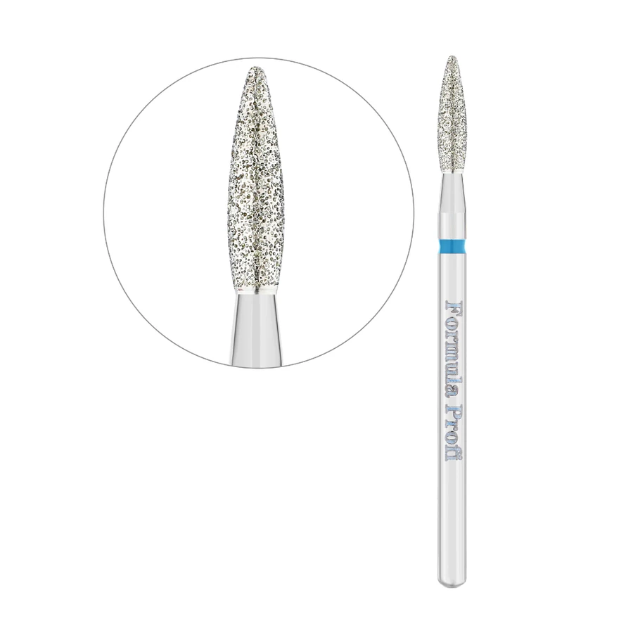 Фреза алмазна полум`я гостре Formula Profi Diamond Nozzle Blue Premium синя, середня жорсткість 2.1 мм