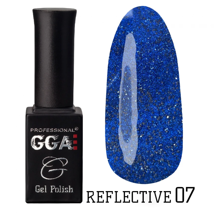 Гель-лак GGA Professional Reflective Gel Polish №07 синій, зі світловідбиваючими частинками 10 мл