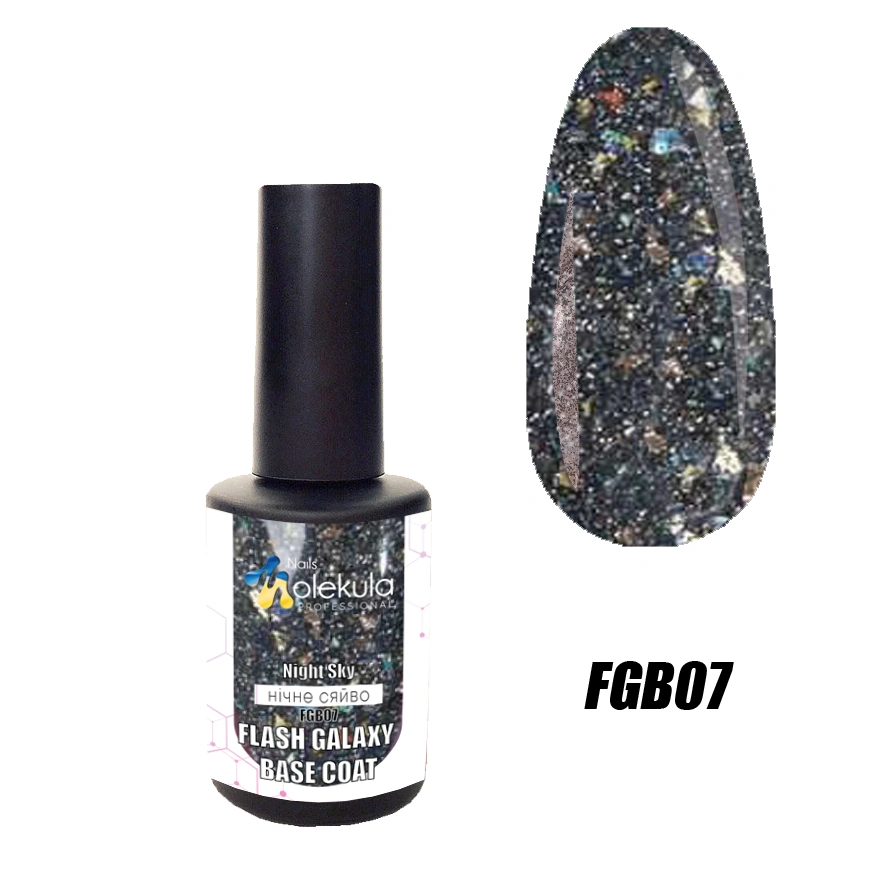 База світловідбиваюча Molekula Galaxy Flash Base Coat Night Sky нічне сяйво 12 мл