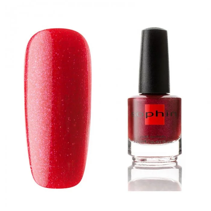 Лак Sophin Nail Lacquer №102 червоний перламутр, зі щільними блискітками 12 мл