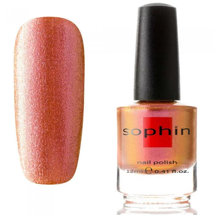 Лак Sophin Nail Lacquer №332 бронзовий з червоним відливом та металічним фінішем, зі щільним шимером 12 мл