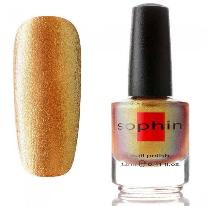 Лак Sophin Nail Lacquer №333 золотистий з коричневим відливом та металічним фінішем, зі щільним шимером 12 мл