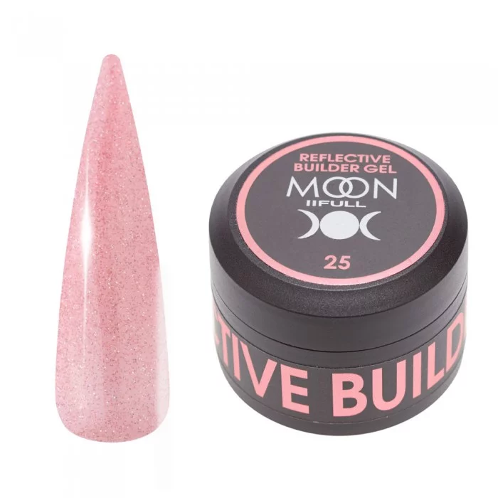 MOON FULL Reflective Builder Gel №25 світловідбиваючий, з рожевим шимером 30 мл