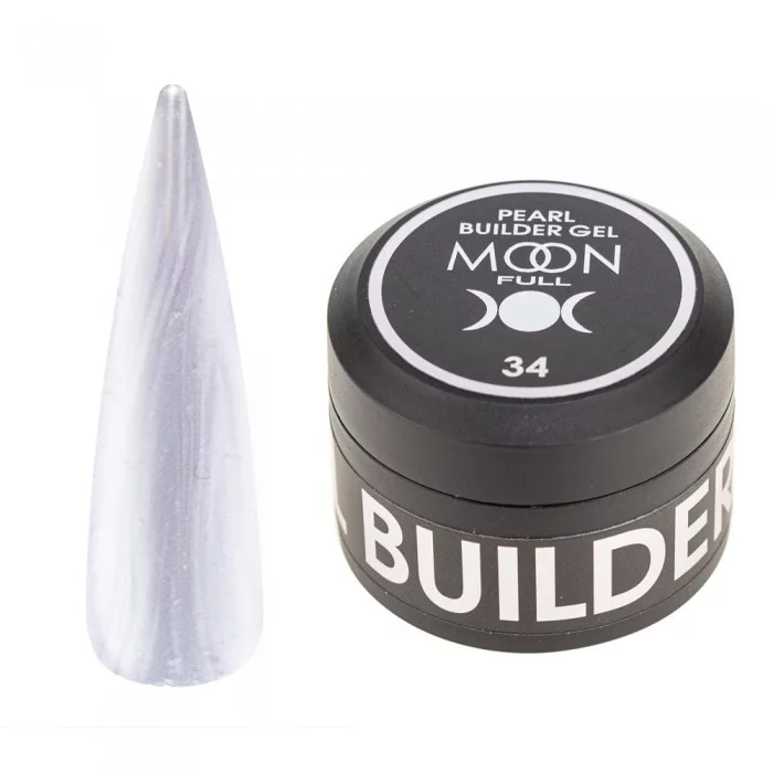 Моделюючий перлинний гель MOON FULL Pearl Builder Gel №34 срібний шовк 30 мл