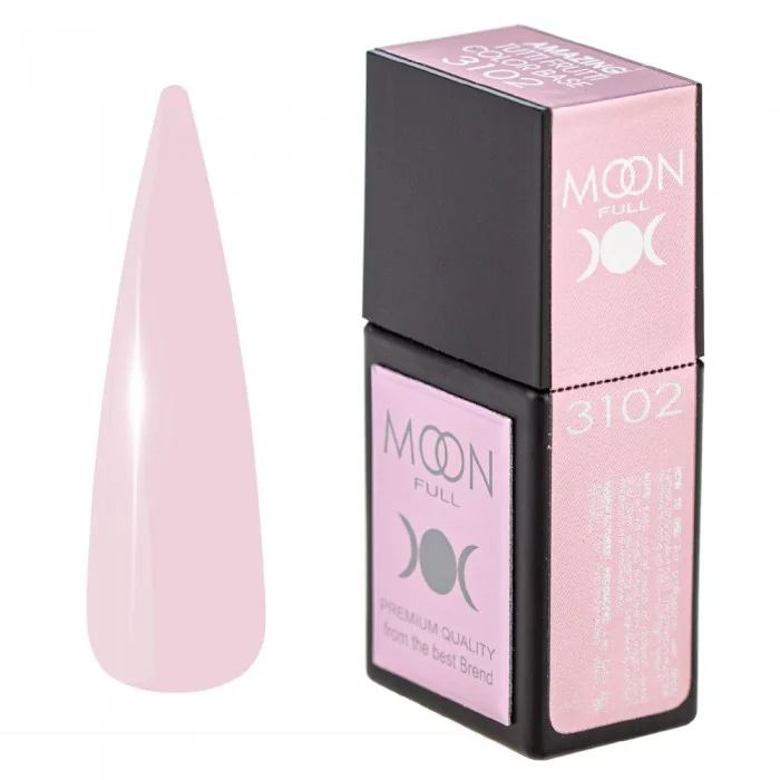 Кольорова база для нігтів MOON FULL Amazing Tutti Frutti №3102 пастельний рожево-білий 12 мл