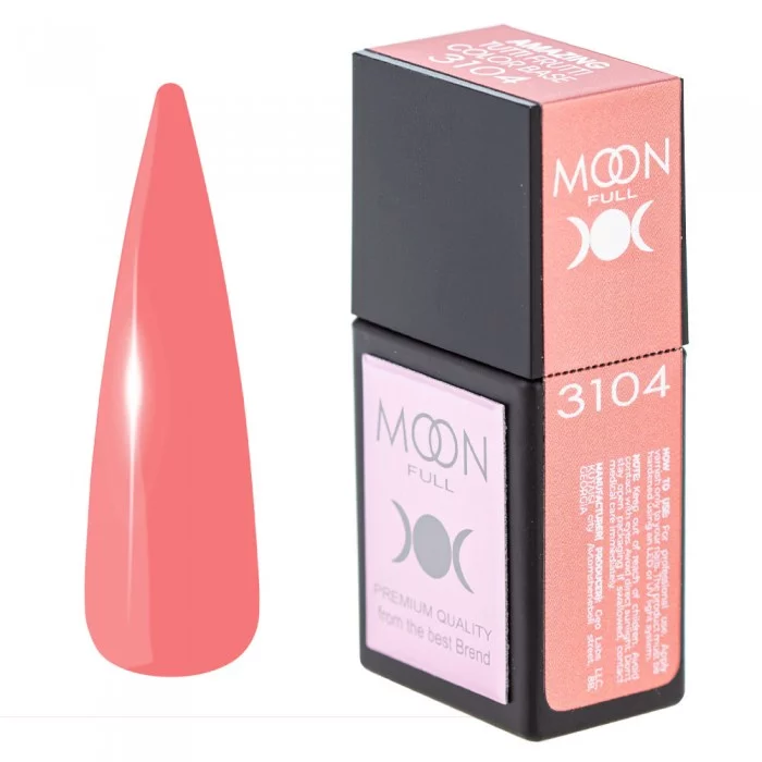 Кольорова база для нігтів MOON FULL Amazing Tutti Frutti №3104 ніжний коралово-рожевий 12 мл