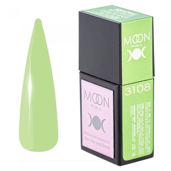 Кольорова база для нігтів MOON FULL Amazing Tutti Frutti №3108 ніжний лаймовий 12 мл