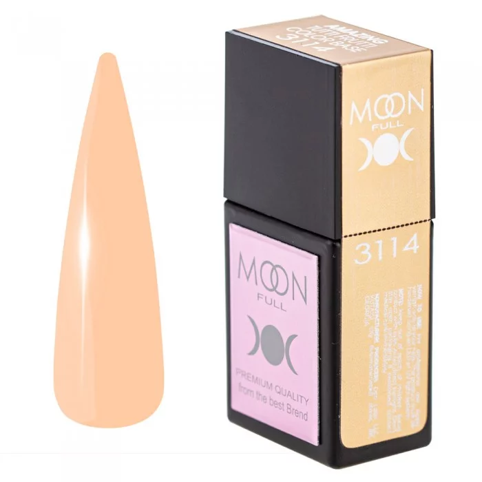 Кольорова база для нігтів MOON FULL Amazing Tutti Frutti №3114 ніжний персиковий 12 мл