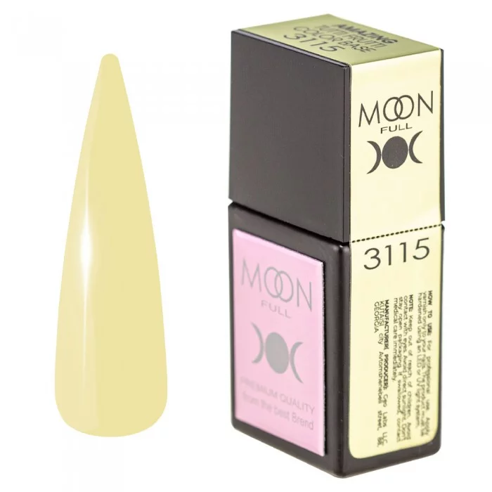 Кольорова база для нігтів MOON FULL Amazing Tutti Frutti №3115 пастельно-жовтий 12 мл