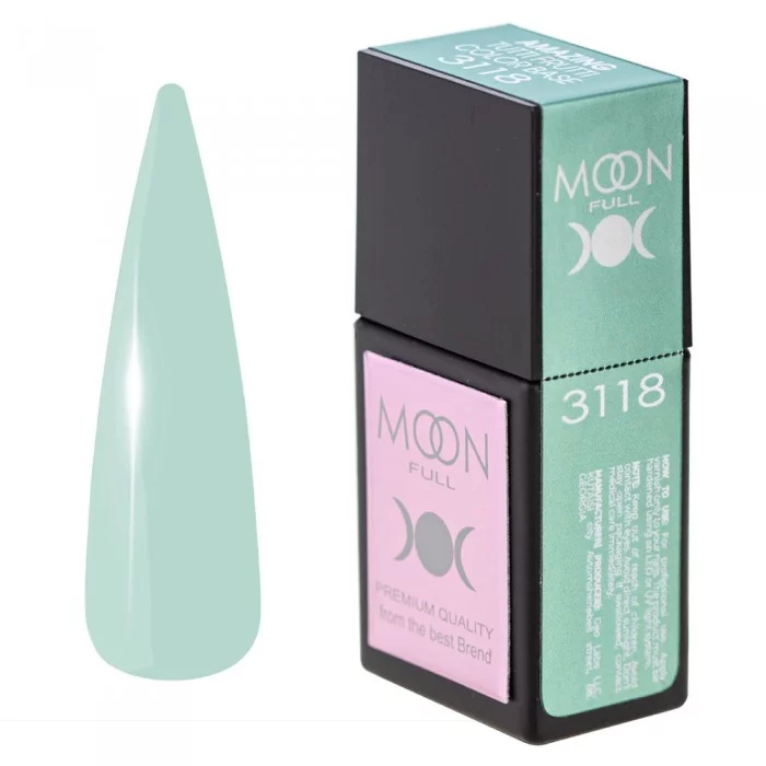 Кольорова база для нігтів MOON FULL Amazing Tutti Frutti №3118 пастельно-м`ятний 12 мл