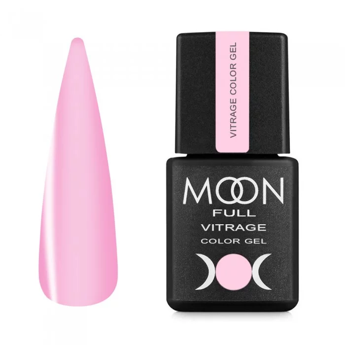 Гель-лак MOON FULL Vitrage Color Gel №01 рожевий туман, вітражний 8 мл