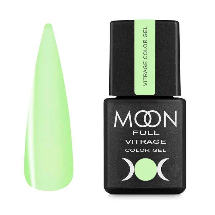 Гель-лак MOON FULL Vitrage Color Gel №03 зелений шепіт, вітражний 8 мл