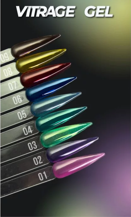 Гель-лак MOON FULL Vitrage Color Gel №03 зелений шепіт, вітражний 8 мл