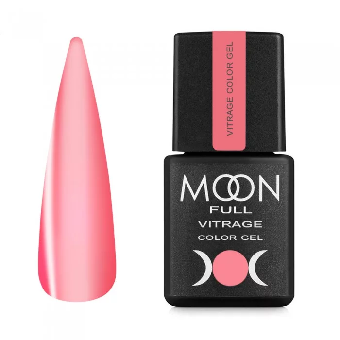 Гель-лак MOON FULL Vitrage Color Gel №7 полуничний серпанок, вітражний 8 мл