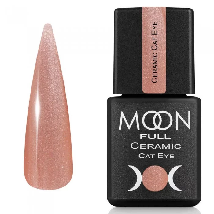 Гель лак "Кошаче око" MOON FULL Ceramic Cat Eye Gel Polish SC537 персиковий сатин, магнітний 8 мл