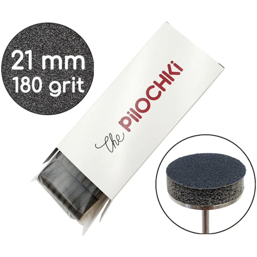 Змінні бафи для Подо-Диску 21 мм ThePilochki Replaceable Buff for Pedicure Black 180 грит Чорні 50 шт