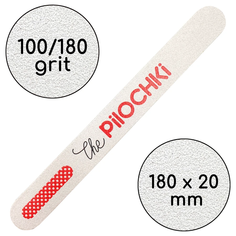 Багаторазова пилочка для нігтів Пряма 180 мм ThePilochki Reusable Nail File Flat White 100/180 грит Білий