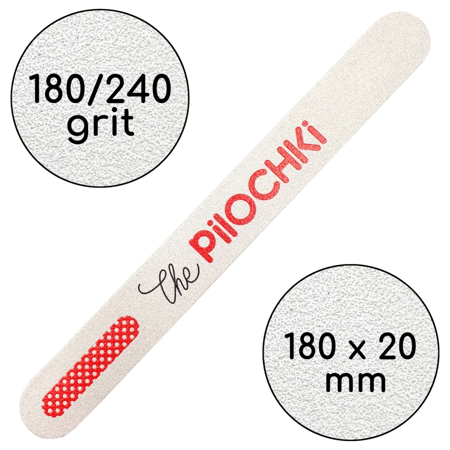 Багаторазова пилочка для нігтів Пряма 180 мм ThePilochki Reusable Nail File Flat White 180/240 грит Білий
