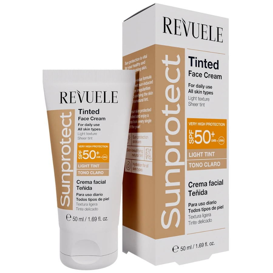 Тінтуючий сонцезахисний крем для обличчя з SPF50 Revuele Sunprotect Tinted Face Cream Light Tint SPF50 Світлий тон 50 мл