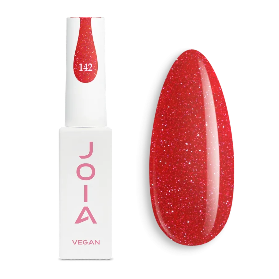 Гель-лак для нігтів JOIA vegan 142 кораловий неон, зі срібним шиммером 6 мл