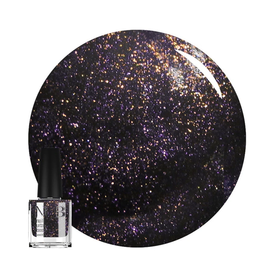 Лак для нігтів NUB Nail Polish 002 Cosmic Blackberry баклажановий, з золотим шимером 14 мл