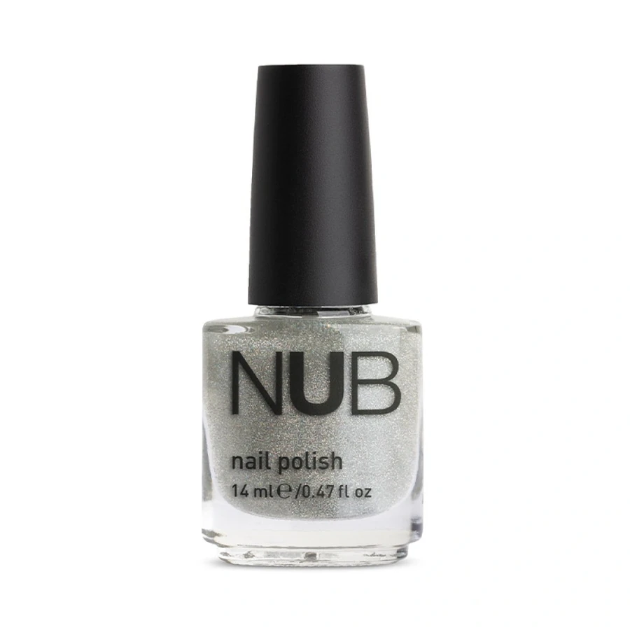 Лак для нігтів NUB Nail Polish 074 Disco Dance прозорий, зі щільними голографічними блискітками 14 мл