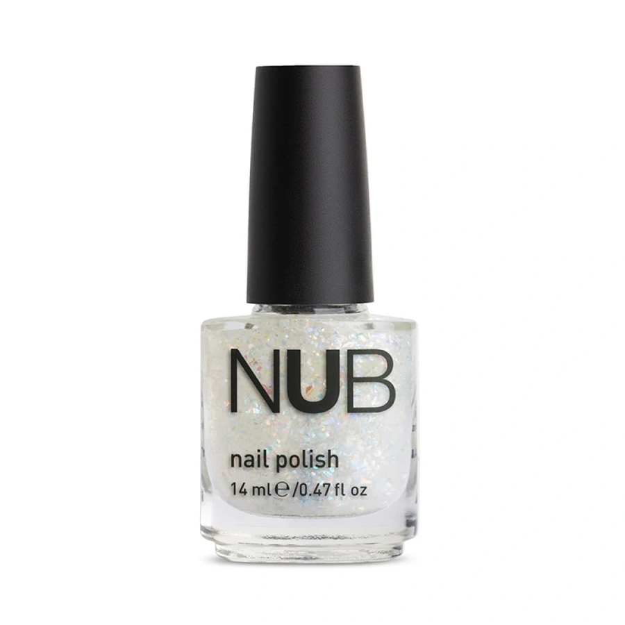 Лак для нігтів NUB Nail Polish 075 Confetti Rain прозорий, з голографічною слюдою 14 мл