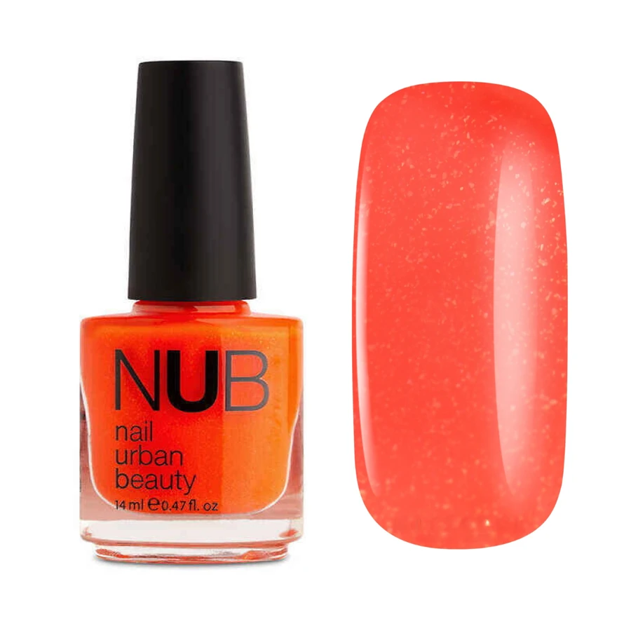 Лак для нігтів NUB Nail Polish 095 Neon Orange помаранчевий, неоновий з блискітками 14 мл