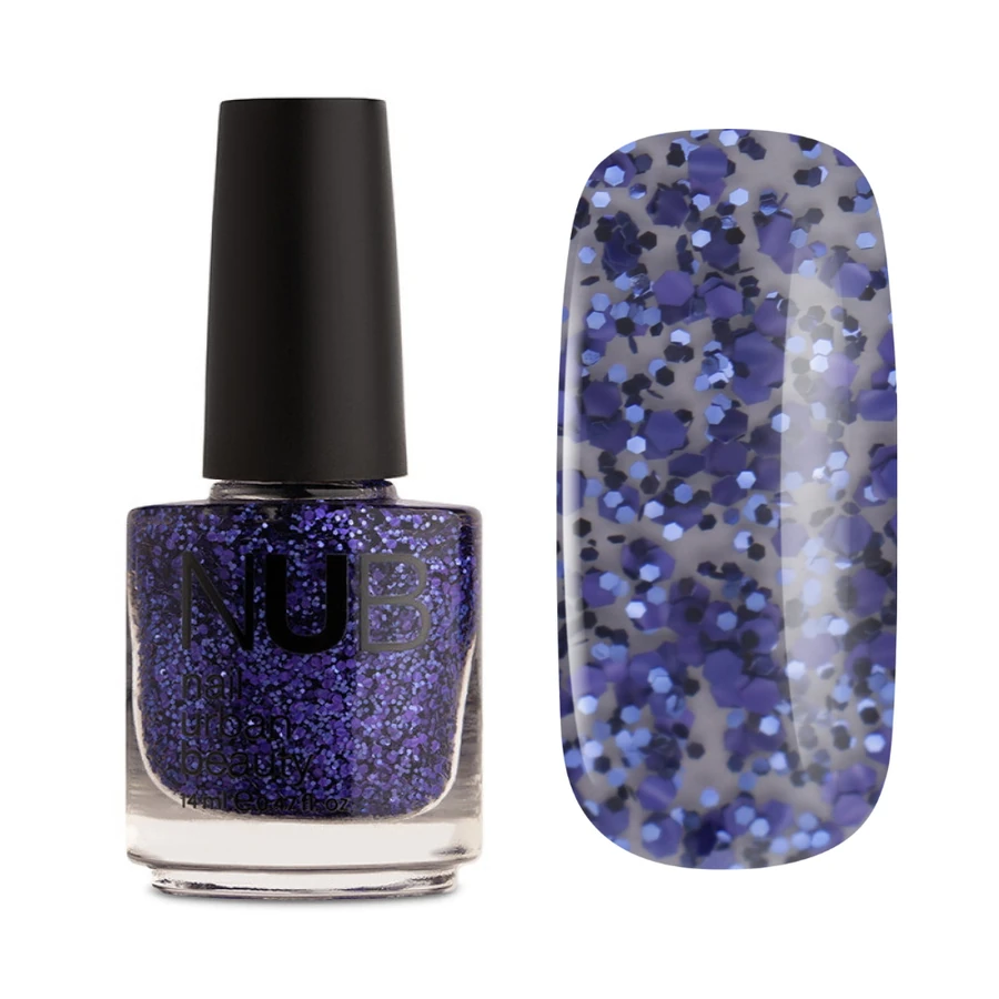 Лак для нігтів NUB Nail Polish 101 Lilac-Purple Glitter прозорий, з ліловими та фіолетовими блискітками 14 мл